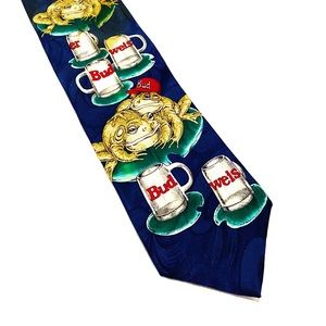 💖 SOLD 💖 Vintage 90s 1995 Anheuser Busch 100% Silk Budweiser Men’s Neck Tie